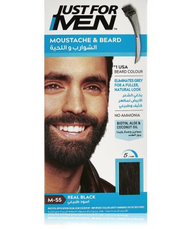 Just for Men Moustache & Beard Dye Men's Facial Hair Colour M55  Real Black Real Black 1 Count (Pack of 1)