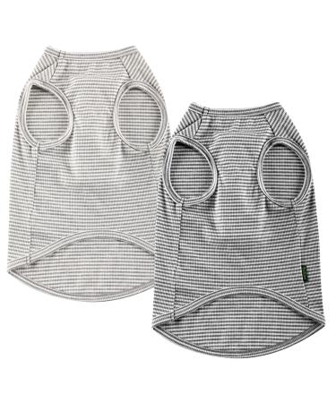 Sychien dog shirt combed cotton soft cool boys-girl t-shirt for small dogs kittens puppies chihuahua gray striped XS X-Small striped light gray