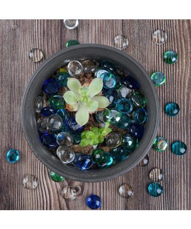 Hisredsun 290 Pcs Mixed Color Glass Pebble Stones - 1.35kg Decorative Vase Fillers & Aquarium Gems - 17-20mm Flat Marble Pearls - Buy Online on GoSupps.com