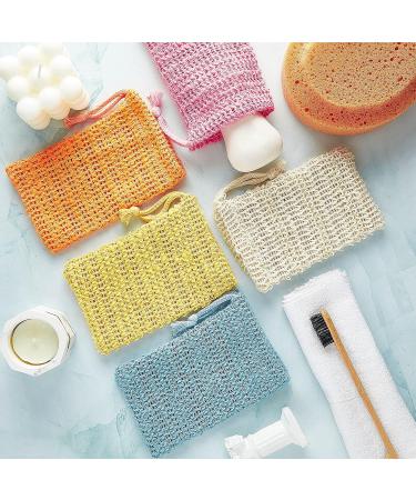 Natural Sisal Soap Bags - Set of 5 Lightweight Soap Sacks with Cord | 9x14 cm | Ideal for Bath & Massage | 5 Warm Colors - Buy Online on GoSupps.com