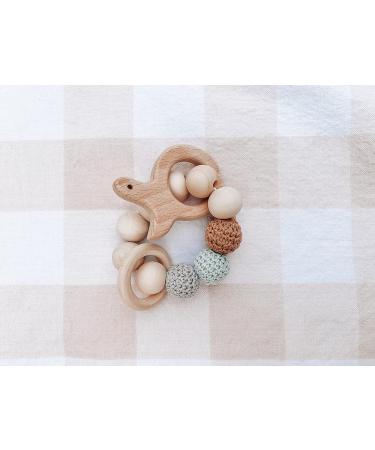 Natural Wooden Teether Bracelet - Turtle Design | Eco-Friendly Baby Teething Toy - Buy Online on GoSupps.com