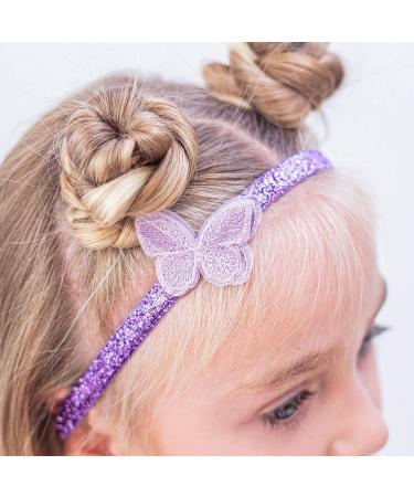 FROG SAC Set of 4 Butterfly Headbands for Girls - Non-Slip Glitter Headband Pack - Adjustable Thin Fashion Hairbands in Pink Gold Blue Purple - Cute Hair Accessories for Kids - Buy Online on GoSupps.com