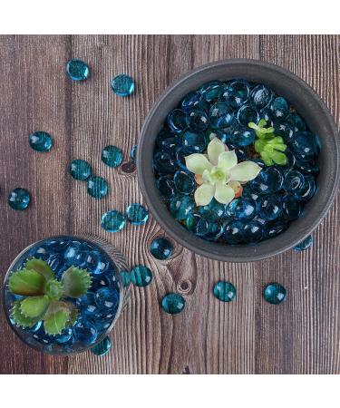 Hisredsun 260 Sea Blue Glass Pebbles - Flat Marble Pearls for Aquariums Flowerpots & Landscaping - 1.35 kg Decorative Stones - Buy Online on GoSupps.com