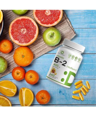 Deal Supplement Vitamin B2 Riboflavin 400mg 240 Capsules - Promotes Healthy Cells & Energy - Non-GMO & Third Party Tested - Buy Online on GoSupps.com