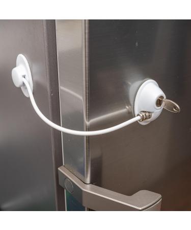 Securing with lock for refrigerator closet door window in white with two keys and replacement adhesive pads lockable adhesive lock child locking with key baby protection for households 1 a - white key 1x - Buy Online on GoSupps.com
