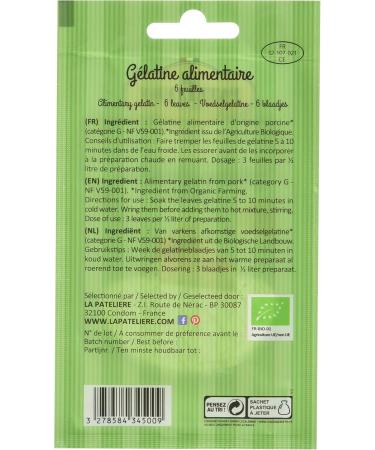 LA PATELIERE Organic Food Gelatin Pack of 6 Sheets 11 g - Buy Online on GoSupps.com