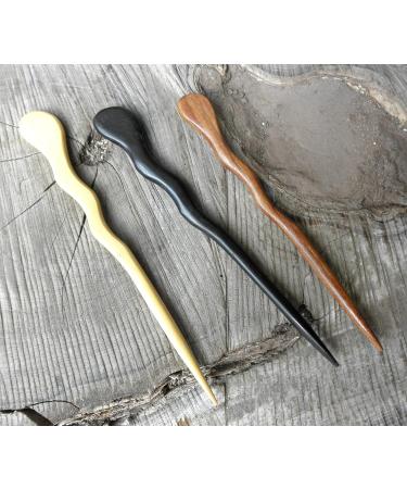 JWL Hawnkoa Spiral Hair Sticks Set in Rosewood, Ebony, and Yellow Teak - 6 Inch Hawaiian Style - Buy Online on GoSupps.com