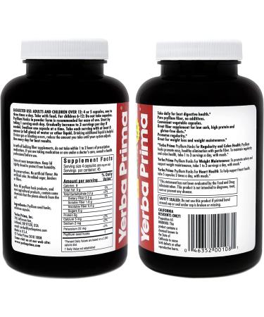 Yerba Prima Psyllium Husks Veg Caps - 180 Count, Pack of 2 | Dietary Fiber for Digestive Health - Buy Online on GoSupps.com