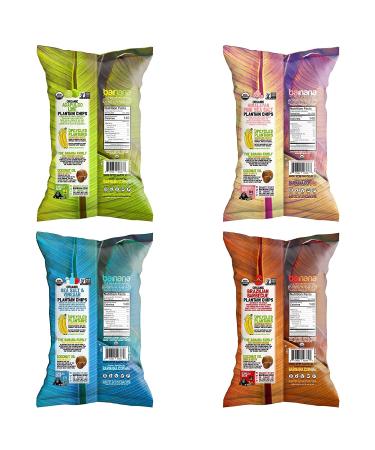 Barnana Organic Plantain Chips Variety Pack - 5oz, 4 Pack - Salty & Crunchy Snack Cooked in Coconut Oil - Buy Online on GoSupps.com