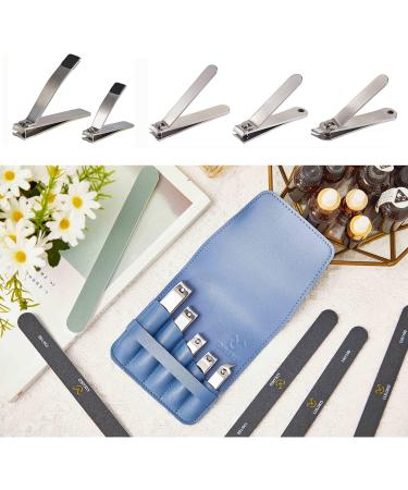 LULUKO 5-Pack Stainless Steel Nail Clippers Set with Leather Case - Adult Fingernail and Toenail Cutters - Buy Online on GoSupps.com
