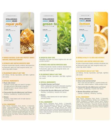 Hyaluronic Aqua Plus Essence Full Face Sheet Mask Combo - 36 Jumbo Value Pack for Hydration - Buy Online on GoSupps.com