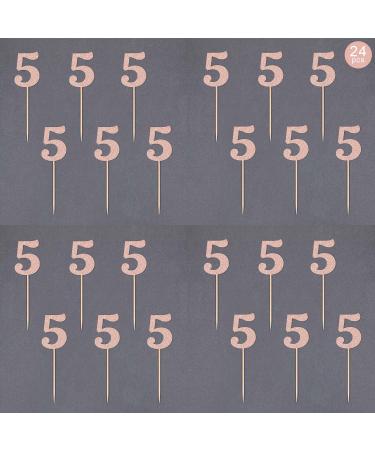 Gexolenu 24 PCS Rose Gold Double-Sided 5th Birthday Cupcake Toppers Glitter Age Five Cake Picks Decor Fifth Happy Birthday Party Decorations Baby Shower Anniversary Party Supplies Number 5 Rosegold - Buy Online on GoSupps.com