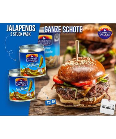 Jalapenos Chilli Pods - Pack of 2 | 220g Sharp Whole Pods from Mexico | Clemente Jacques - Buy Online on GoSupps.com