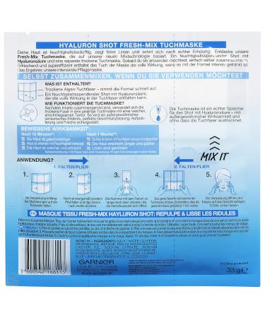 Garnier SkinActive Hyaluron Shot Fresh-Mix Sheet Mask - Hydrating Plumping & Smoothing - 33g Pack for Glowing Skin - Buy Online on GoSupps.com