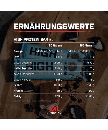 Buy XXL Nutrition High Protein Bar 2.0 - Cookies & Cream Flavor - 20 Pack | Protein Snack for Health & Fitness - Buy Online on GoSupps.com