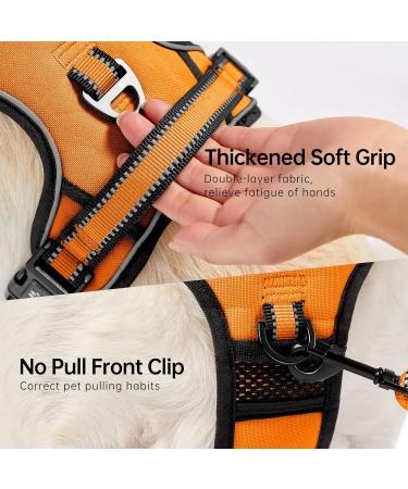 Nestroad Large Dog Harness & Leash Set - Adjustable Orange Harness for Large Dogs (Neck 38-48cm Chest 48-74cm) with Seat Belt for Car Travel - Buy Online on GoSupps.com