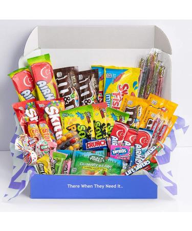 College Crate Candy & Snack Box - 40 Piece Ultimate Care Package for Students | Variety Pack With Full Size Starburst, Skittles, Sour Patch & More - Buy Online on GoSupps.com