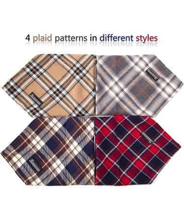 Soft Washable Plaid Bandana for Dogs and Cats - Adjustable Triangle Scarf (Grey Large) - Buy Online on GoSupps.com
