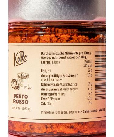 KoRo Vegan Pesto Rosso 6 x 180g - Tofu & Dried Tomatoes - Ideal for Italian Pasta - Buy Internationally - Buy Online on GoSupps.com
