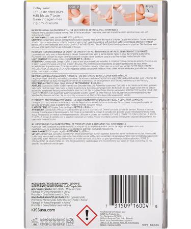 KISS 200 Full-Cover Medium Length Active Square Fake Nails Kit with Nail Glue - 101 Count - Buy Online on GoSupps.com