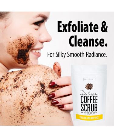 Deluxe Coffee Scrub | Natural Face & Body Exfoliator | Reduce Cellulite Stretch Marks & Acne | Premium Skin Care - Buy Online on GoSupps.com