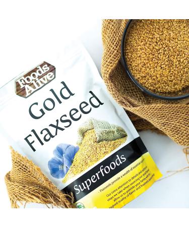 Organic Golden Flax Seeds 16oz (2-Pack) - Fresh Nutty Flavor, Non-GMO, Raw, Vegan, Gluten-Free, Kosher | Foods Alive - Buy Online on GoSupps.com