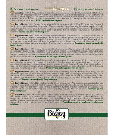 Buy Biojoy ORGANIC Cumin Seeds 500g | Whole Cumin (Cuminum cyminum) - Premium Quality for Cooking & Health in International Shipping - Buy Online on GoSupps.com