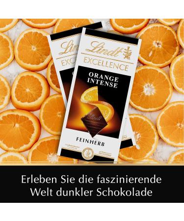 Buy Lindt Excellence Orange Intense - Dark Chocolate with Almond Pieces | Premium 100g Feinherbe Chocolate Tafel | Intense Cocoa Flavor - 2023 Edition - Buy Online on GoSupps.com