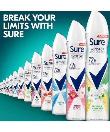 Sure Women Nonstop Protection Freesia & Water Lily Antiperspirant Deodorant Aerosol pack of 6 deodorant for women for 72-hour sweat and odour protection 250 ml Freesia & Water Lily 250 ml (Pack of 6) - Buy Online on GoSupps.com