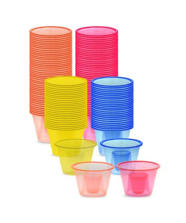 zappy 150 Assorted Neon Colors Disposable Plastic Party Bomber Power Bomber Jager Bomb Cups Shot Glass Glasses Shot Cup Cups Jager bomb glasses 150 Ct Assorted Colors mixed 150