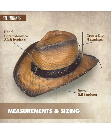 SoJourner Cowboy Cowgirl Hat - Adjustable Men's & Women's Western Hat with Wide Brim - Brown Longhorn - Buy Online on GoSupps.com
