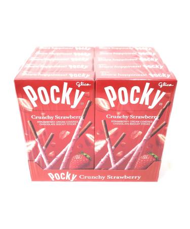 Pocky Crunchy Strawberry Cream Covered Chocolate Biscuit Sticks (10 Pack)