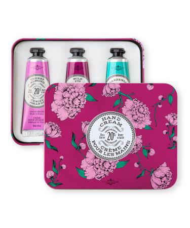 La Chatelaine Hand Cream Trio Tin Gift Set |Graduation Present | Teacher Gift | Ready-To-Gift Decorative Tin | Plant-Based | Made in France with 20% Organic Shea Butter & Argan Oil | 3 x 1 fl oz (Cherry Almond  Wild Fig ...