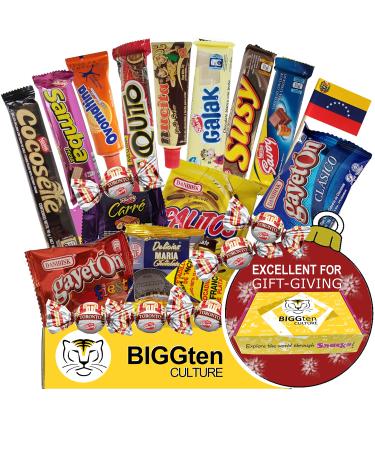 Venezuelan Sweet Snacks Gift Box – International Snack and Candy –Great Assortment of Foreign Treats, Wafer Cookies, Chocolates, Cocosette, Susy, Toronto, Nucita, Galak, Bocadillos, & more. (20 Count)