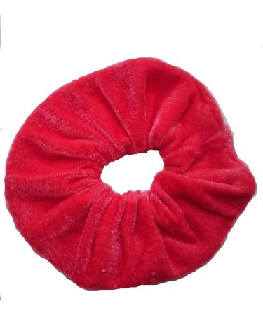 Aadya PAIR OF EXTRA LARGE (15CM) VELVET HAIR SCRUNCHIES ELASTIC SCRUNCHY HAIR BOBBLES (CARMINE PINK)