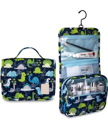 Men's Hanging Travel Toiletry Kit Bag - Waterproof Organizer with Dinosaur Cartoon Design - Blue - Buy Online on GoSupps.com