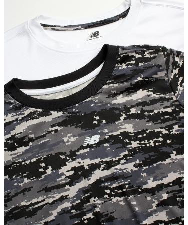 New Balance Boys' 2 Pack Athletic T-Shirt Set - Dry-Fit Sports Shirts (8-20) - Grey Camo/White - Size 10-12 - Buy Online on GoSupps.com
