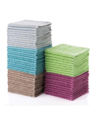 Simpli-Magic 79148 Cotton Washcloths, 50 Pack, Multi Color Towel Set