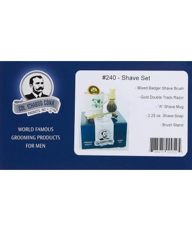 Shop Colonel Conk Model 240 A Shave Mug Set | Mixed Badger Brush Gold Tone Razor & Soap - International Shipping Available - Buy Online on GoSupps.com