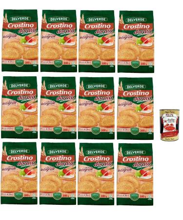 Italian Gourmet E.R. Buitoni Crostino con farina Integral croutons with whole wheat flour 12 x 300 g rich in fibre + Italian Polpa Gourmet 400 g