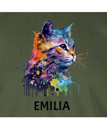 Personalized Cat Lover T-Shirt for Men - Custom Gift by Shirtracer - Army Green - Buy Online on GoSupps.com
