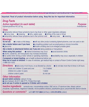 Benadryl Ultratabs 48 ct - Allergy Relief Tablets with Diphenhydramine HCl - Buy Online on GoSupps.com
