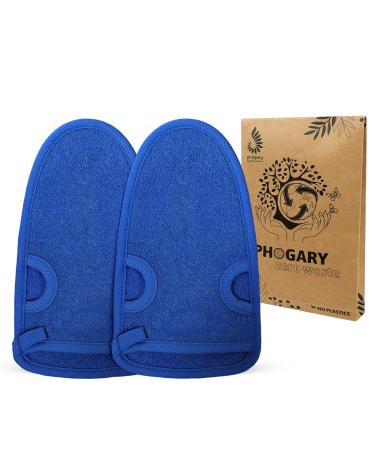 2 pieces of peeling glove for body shower sponge body face - peeling for hammam sauna shower body peeling & massage gloves (blue)