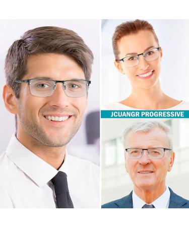 Progressive Bifocal Multifocal Reading Glasses for Men - Large Half Frame No Line Computer Glasses Blue Light Blocking Oversized Rimless Design +3.0 Dual Focus Trifocal Eyewear - Buy Online on GoSupps.com