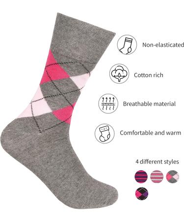 Ladies Non Elastic Loose Top Socks (6 or 12 Pair Multipack) Gentle Grip Diabetic Hosiery Size 4-8 Grey/Black 6 Pairs 4-8 - Buy Online on GoSupps.com