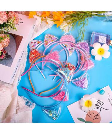 Fishdown Cute Cat Ears Headbands Set for Girls - Non-slip Transparent Quicksand Design (7pcs Per Pack, Color-1) - Buy Online on GoSupps.com