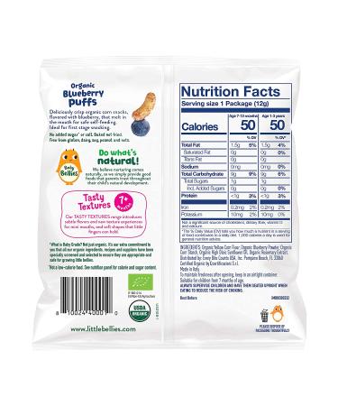Baby Bellies Organic Blueberry Puffs - 6 Pack Individual Snack Packs - Buy Online on GoSupps.com