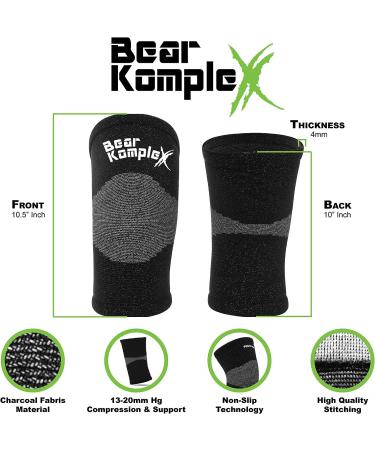Bear KompleX Compression LITE Neoprene Knee Sleeves - Support for Workouts & Running | Sold in Pairs - Crossfit, Weightlifting, Wrestling, Squats & Gym | 4mm Thick | Black, Small (10-1) | Men & Women Options - Buy Online on GoSupps.com