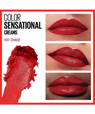 Maybelline Color Sensational Lipstick - Cream Finish, Hydrating Nude Pink Red Plum Lip Color - Hot Chase 0.15 oz - Buy Online on GoSupps.com