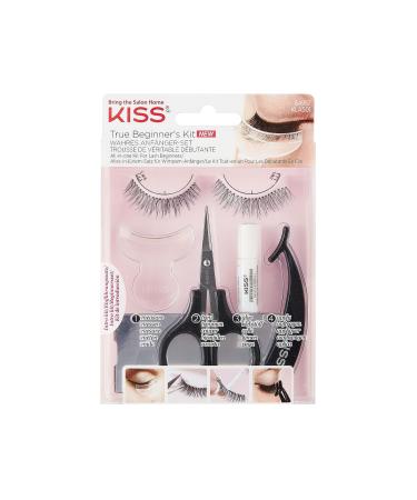 KISS 101 Lash Kit Beginner DIY Eyelash Kit with 1 pair of False Lashes Measuring Tool Scissors Lash Glue EZ-Angle Applicator and Mini Mirror